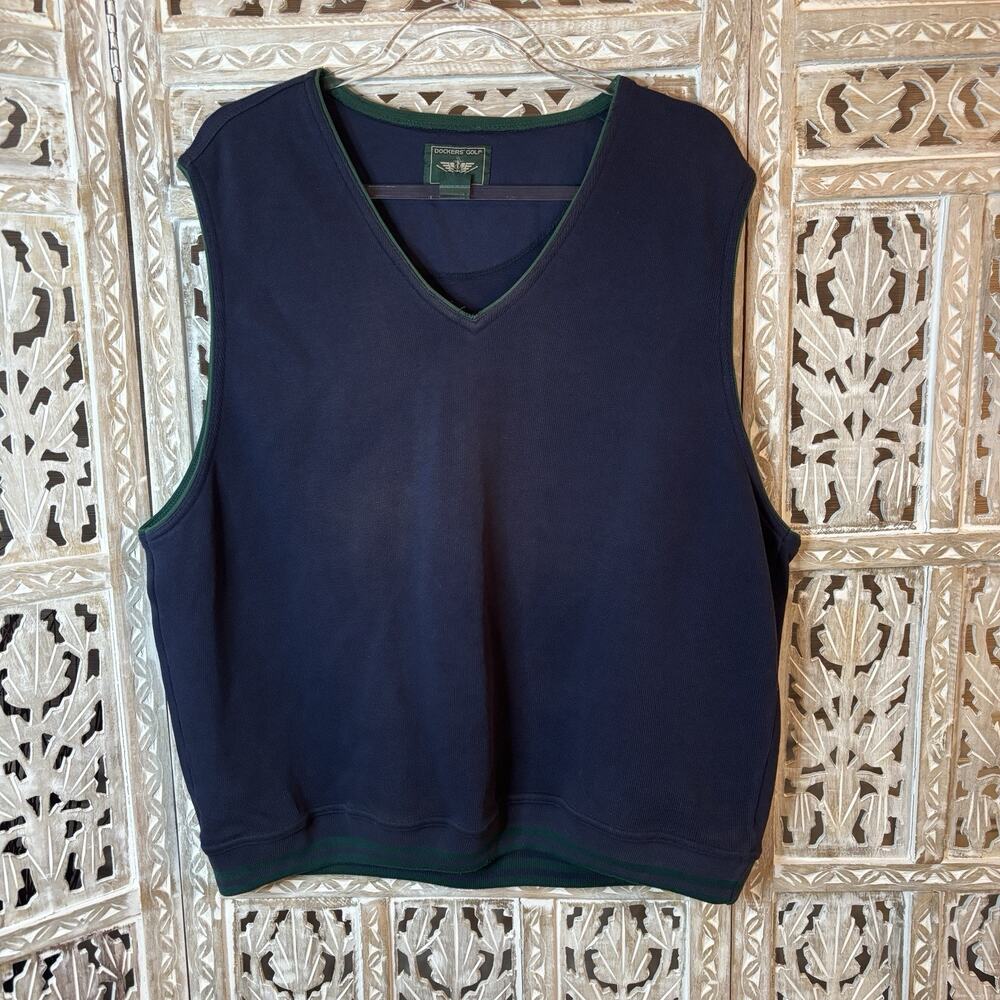 Men's 100% Cotton Grand Slam Preppy V-neck Grandpa SWEATER VEST Pullover Golf-L